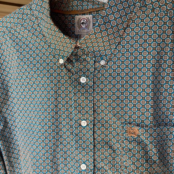 Cinch Men's Medallion Print Short Sleeve Button Down Western Shirt Size XL - Picture 2 of 7